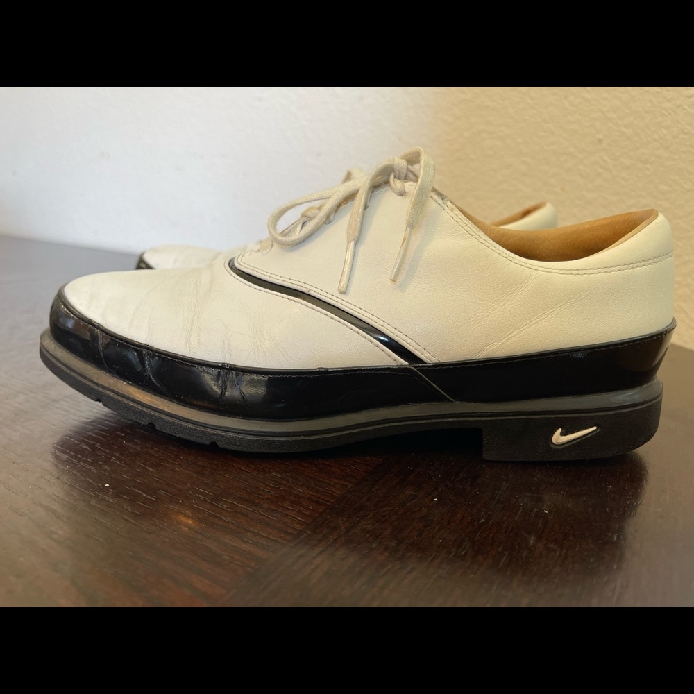 Nike Air 305266 101 Women's Soft Spike White Black Leather Golf Shoes Sz 7